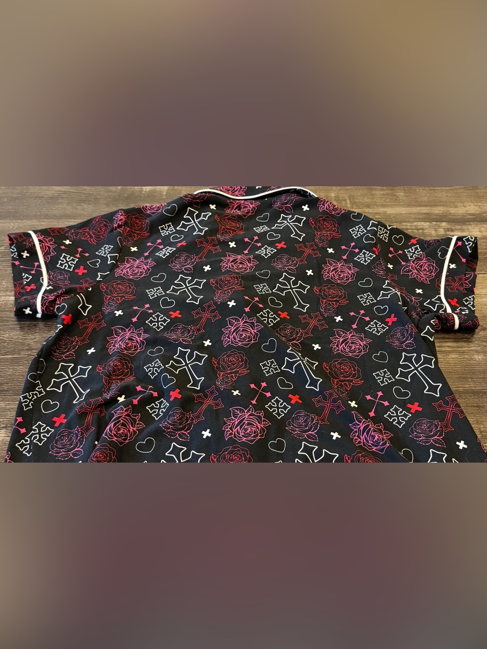 Perfect Angel Rose Cross Print Pajama Shorts Set NWT - Picture 13 of 14